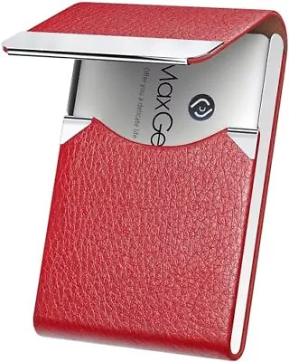 Leather Business Card Holder Metal Slim Pocket Wallet With Magnetic Closure • $13.79