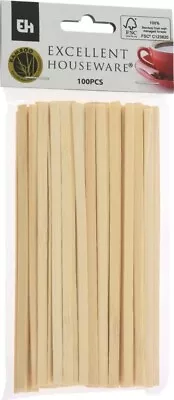 100 X Bamboo Coffee Stirrers 5  Eco Friendly Biodegradable Wood Sticks For Tea • £2.49