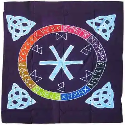 Rune Mother Altar Cloth Ancient Runic Batik Scarf 36 X36  FREE SHIPPING • £43.38