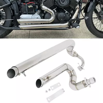 Shortshots Staggered Exhaust Pipes Chrome For Yamaha V Star 650 XVS650 Dragstar • $219