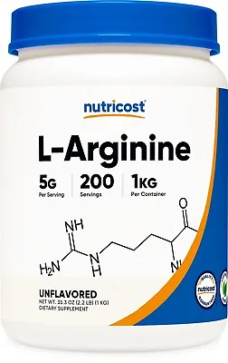 Nutricost L-Arginine (1 KG) - Pure L-Arginine Powder - 5000mg Per Serving • $40.98