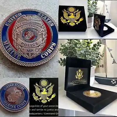 US MARINE CORPS MILITARY POLICE (COPPER) Challenge Coin With Special Velvet Case • $24.99