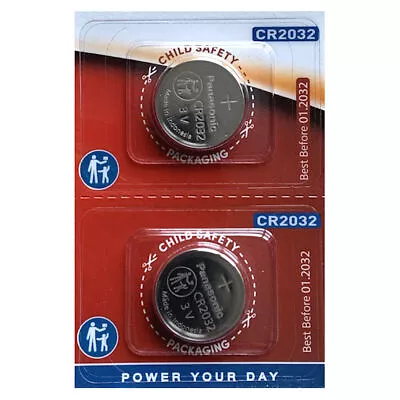 2 Panasonic CR2032 Lithium Coin Cell 2032 3V Battery Car Key Fobs Toys Remote • £2.68