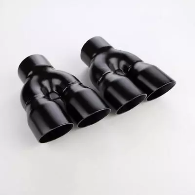 Quad 3  Out Exhaust Tips 3  In Glossy Painting Black Angle Cut Double Wall 9  L • $299.16