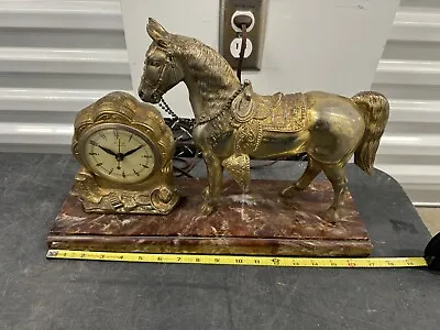 Vintage United Self Starting Horse Mantel Electric Clock • $28.88