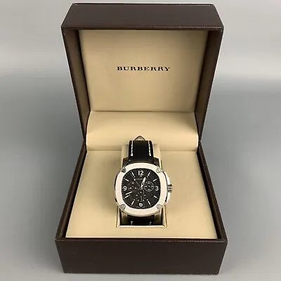 BURBERRY The Britain 47mm Black Silver Stainless Steel BBY1100 Chronograph Watch • $880