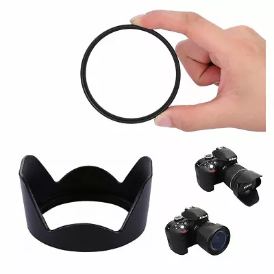 55mm UV Filter HB-N106 Lens Hood For Nikon D3500 D3400 D5600 AF-P 18-55mm Lens • $11.54