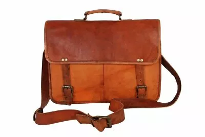 18  Mens Genuine Vintage Brown Leather Messenger Bag Shoulder Laptop Briefcase • $59.97