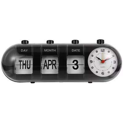  Perpetual Desk Calendar With Clock Manual Desktop Calendar Digital Date Month • £15.50