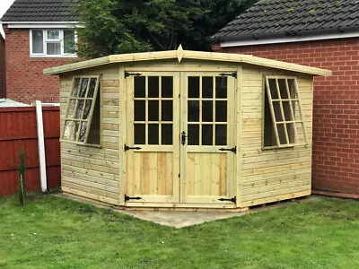 12x12 Corner Summerhouse Garden Room Shed Summer House Office Man Cave Pent T&g • £3000