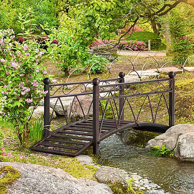 3.3' Metal Garden Bridge Safety Railings Spheres Scrollwork For Pond Stream • $86.31