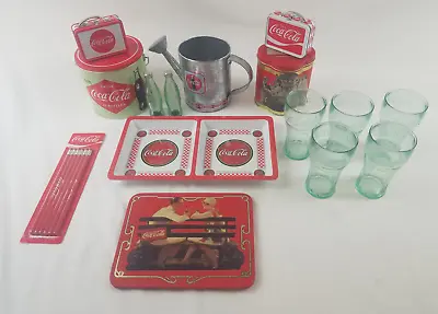 Lot Of 15 Coca Cola Collectibles Memorabilia Cups Salt Pepper Shaker Tins Pencil • $50