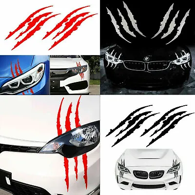 $6.39 • Buy 2 Pcs  Monster Claw Scratch Decal Reflective Sticker For Car Headlight Decor