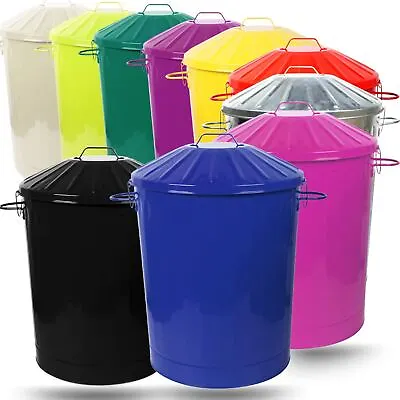 90L Colour Metal Dustbins With Special Locking Lids • £18.99