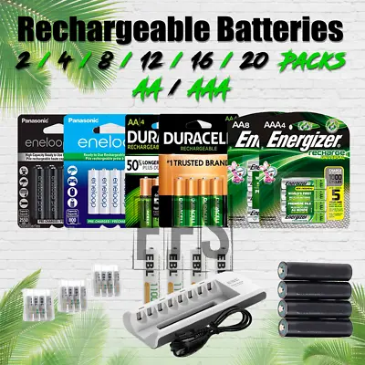 Rechargeable Batteries AA / AAA Ni-MH Energizer Duracell Battery Charger Lot MAh • $24.85