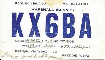 QSL 1950 Majuro Marshall Islands   Radio Card    • $6.02