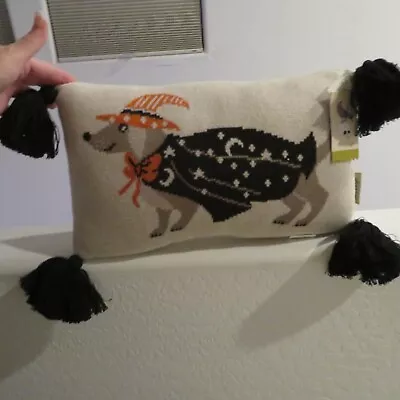 Halloween Decorative Dachshund Dog Witch Tassel Decorative Pillow  10  X 16  NWT • $26.99