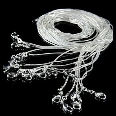 5/10Pcs 925 Silver Solid 1MM Snake Chain Necklace For Pendant Jewelry Wholesale • $0.75