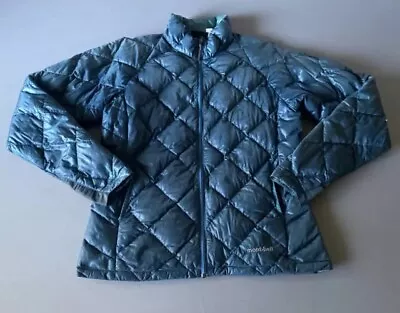 Montbell Women Green Quilted Goose Down Light Weight Full Zip Jacket Sz M • $39.99