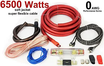 0 Awg Gauge Car Audio Amp Amplifier Wiring Cable Kit 6500 Watts Big Power Bass • $85.29