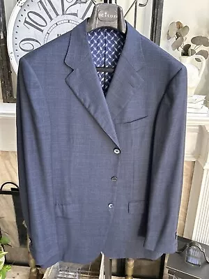 ZILLI Men's Super 180's Wool Blue Plaid Sport Jacket Sz EU 58L / US 46L • $299.99