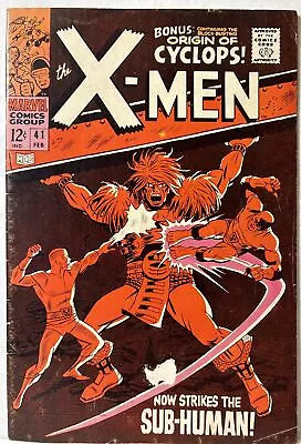 X-men #41 Silver Age Marvel Comic Book 1968 Cyclops Sub-Human 1st App Grotesk VG • $34.99