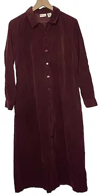 Vintage LL Bean Burgandy Corduroy Long Sleeve Maxi Modest Dress Size 12P • $25