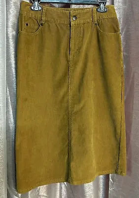 E6092 Eddie Bauer Camel Tan Brown Long Modest Soft Fall Corduroy Skirt Size 6 • $20