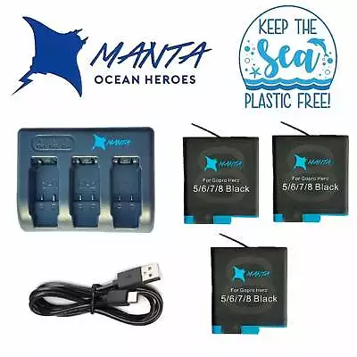 GoPro HERO11 10 9 8 7 6 5 4 3+ Battery Charger Dual/Triple MANTA HERO Black Kit • $89.95