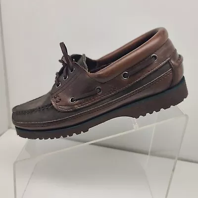 Eddie Bauer Mens Shoes Boat Brown Leather Boat Six Lace Up Size 7.5 M • $23.99