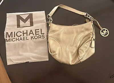 Michael Kors Handbag Gold Bling Leather Hobo Slouchy Shoulder Bag Tote Gold • $34.95