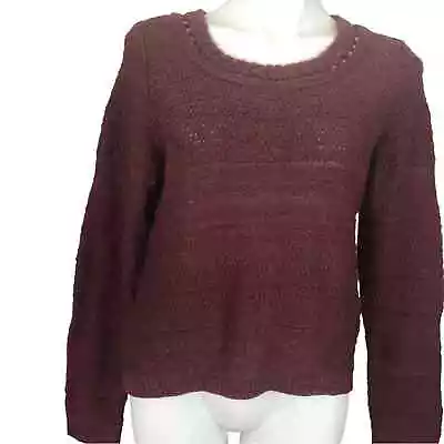 Moth Sandstripe Burgundy Wool Alpaca Blend Button Back Sweater Size Large • $34