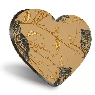£3.99 • Buy Heart MDF Coasters - Vintage Owl Pattern Bird Retro  #46402