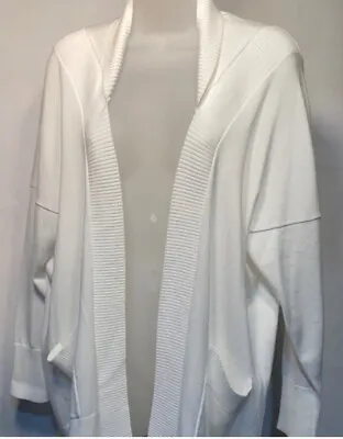 CABi Lightweight OPEN FRONT White 2-POCKETS Cardigan  DAY SWEATER  Sz S • $11.99