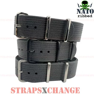 Ribbed Premium NATO® DARK GREY Corrugated Military Divers Watch Strap Band • $27.95