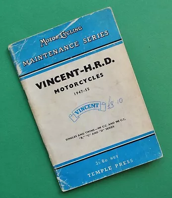 1947-1955 Vincent HRD Motorcycle Service Manual Book Rapide Comet Meteor Shadow • $74.95