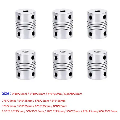 Aluminium CNC Shaft Coupler Flexible Coupling -  5mm 6mm 6.35mm 8mm 10mm*25mm • $6.35