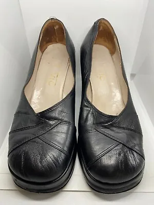 £25 • Buy Vintage 1960s Black Platform Shoes EU7 Italian