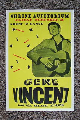 Gene Vincent And The Blue Caps 1956 Concert Poster Shrine Auditorium -- • $4.25