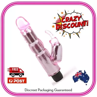 21.5cm - Clear Pink Crystal Rabbit Vibrator Waterproof • $20.12