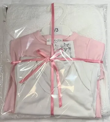 £7.99 • Buy 3pc Hooded Towel Gift Set - Pink & White, Cotton, Baby Shower (G04) 0-3 Months