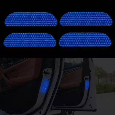 4pcs Blue Sticker Reflective Tape Warning Safety Mark Car Door Decal Accessories • £2.87