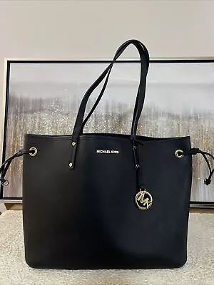 Michael Kors Drawstring Jet Set Travel Tote Bag Saffiano Leather Black • $74.99