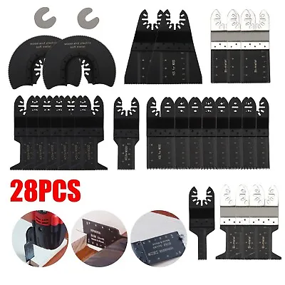 28pc Oscillating Multi Tool Saw Blade Set Carbide Blade Metal For Dewalt Makita • £13.99