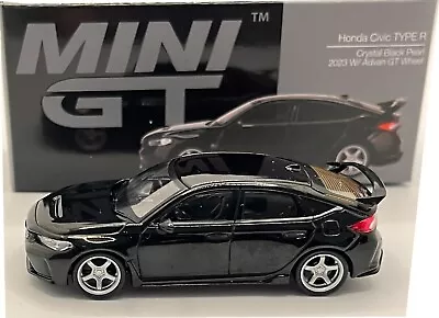 Honda Civic Type R 2023 Crystal Black Pearl  W/ Advan GT Wheels 1:64 Model • £20