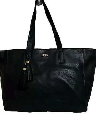 UGG Large Black Leather Shoulder Tote Bag 42cm X 28cm X 12cm  • £65