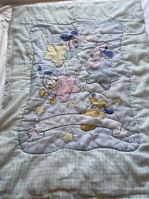 Vintage Dundee Disney Baby Quilted Crib Blanket Minnie Mickey Mouse Donald Daisy • $59