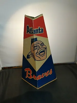 1960's ATLANTA BRAVES “SCALP ‘ EM BRAVES” MEGAPHONE PLUS 2 THE VARSITY HATS • $44.99