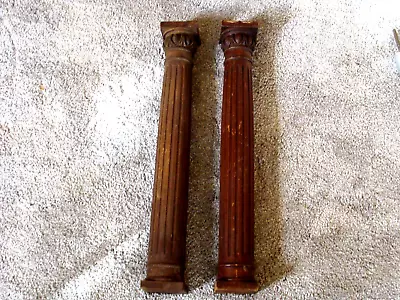 $67.50 • Buy 17.6  Pair Of Antique Solid Mahogany Wood Posts/Pillars/Columns/Balusters