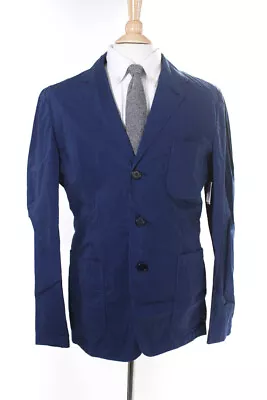 Aspesi Mens Cotton Notched Lapel Three Button Lightweight Blazer Blue Size L • $128.11